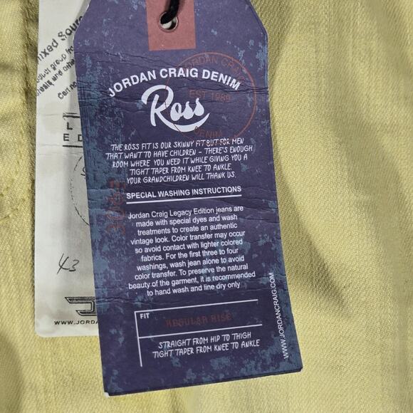 Jordan Craig Ross Fit Jeans 36x32 Yellow Distressed Skinny Taper Stretch Denim - Picture 7 of 13